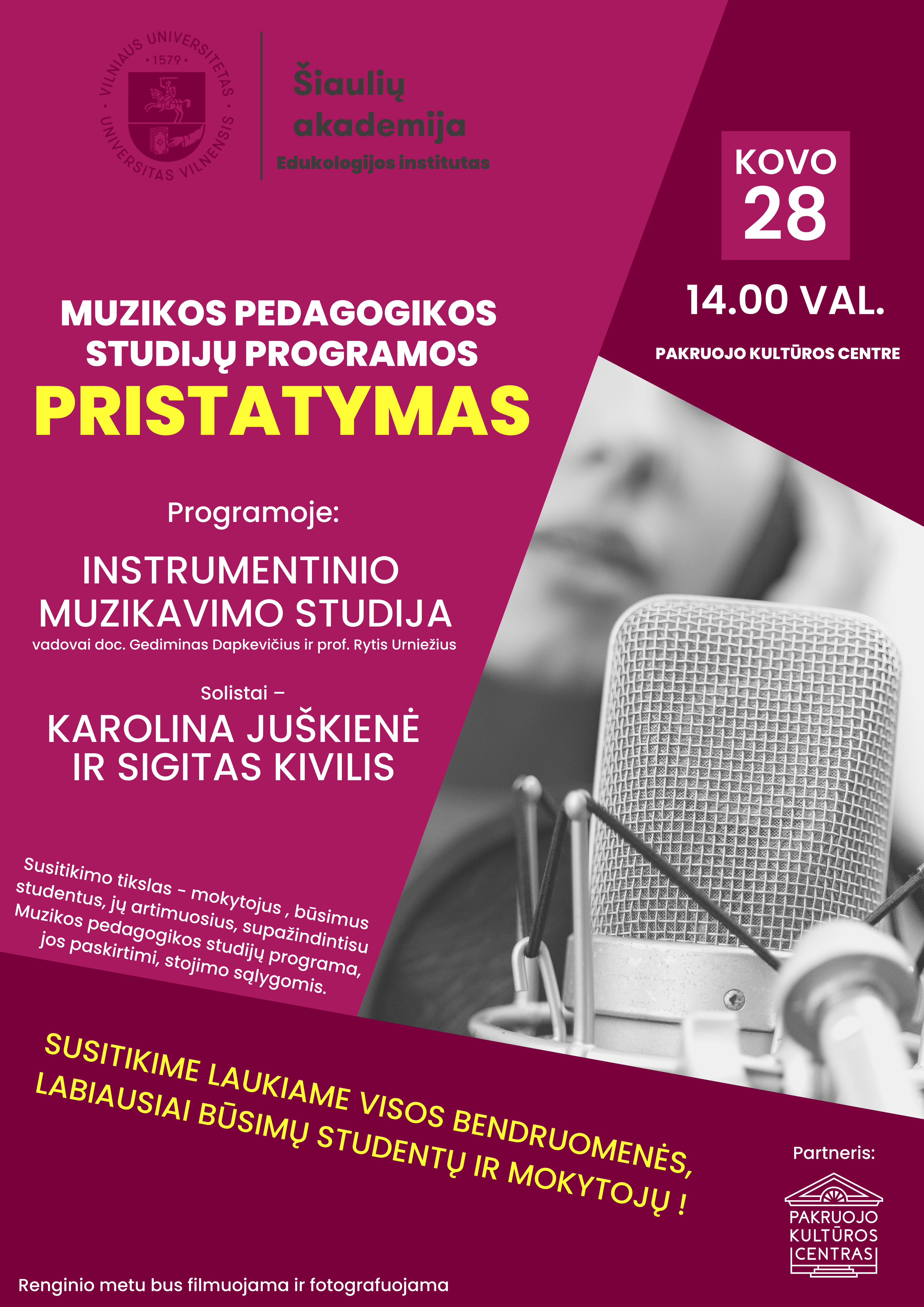 Kviečiame į VU Šiaulių akademijos muzikos pedagogikos studijų programos pristatymą!