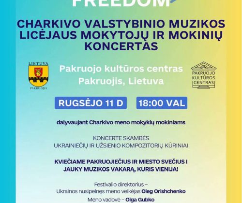 Rugsėjo 11-osios vakarą Pakruojyje skambės ypatingas koncertas „Peace Music Freedom“